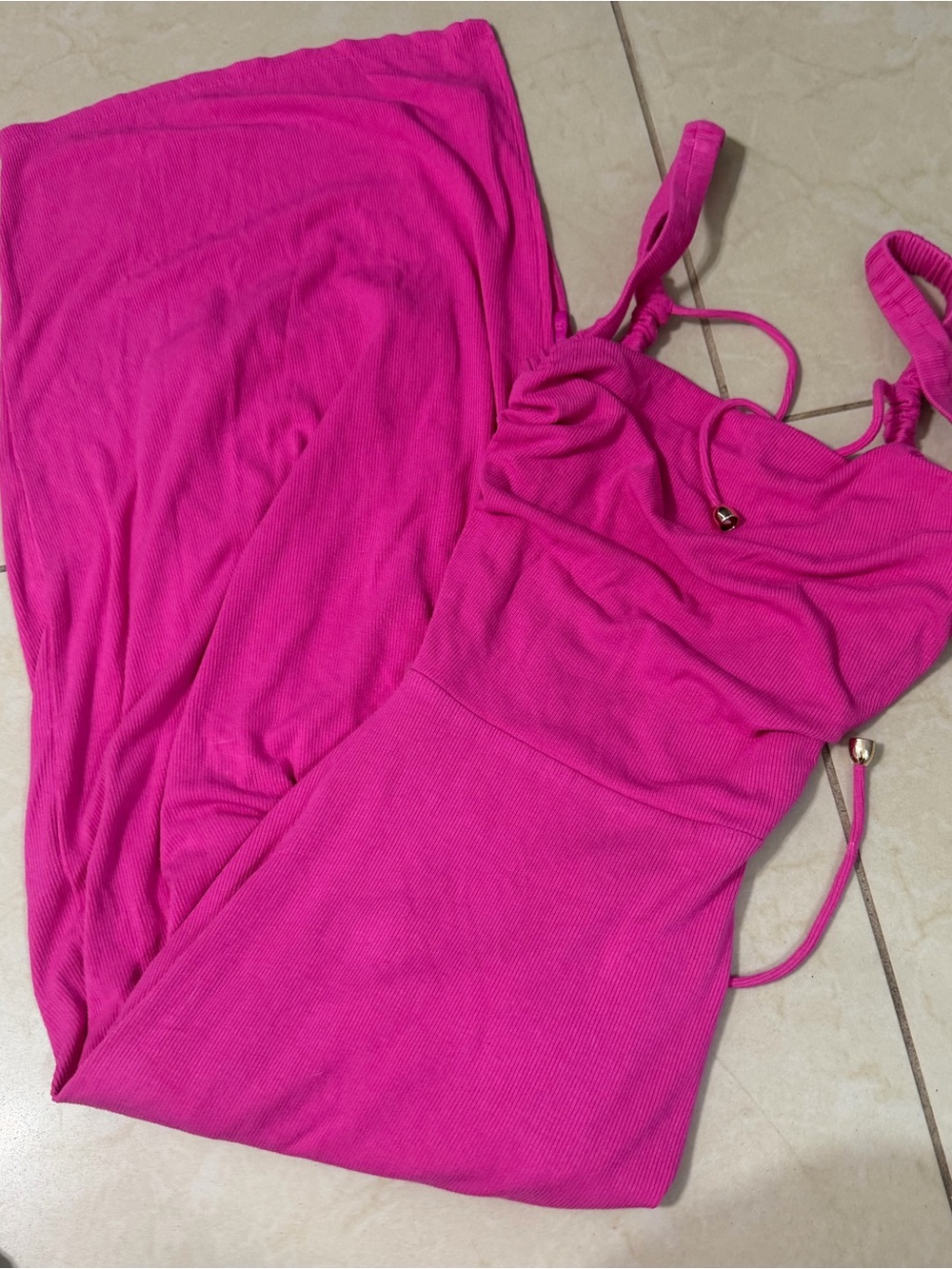 Sleeveless Hot Pink Maxi Dress